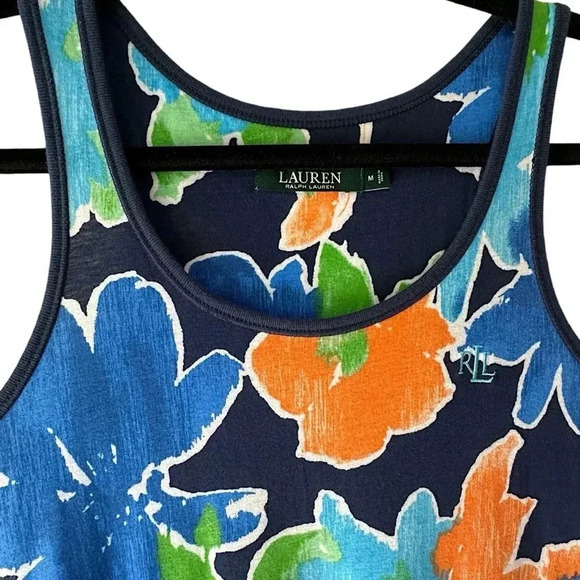 LAUREN | NWOT | SLEEVELESS MAXI COTTON TANK STYLE BLUE GREEN | SIZE: MEDIUM - Picture 3 of 9